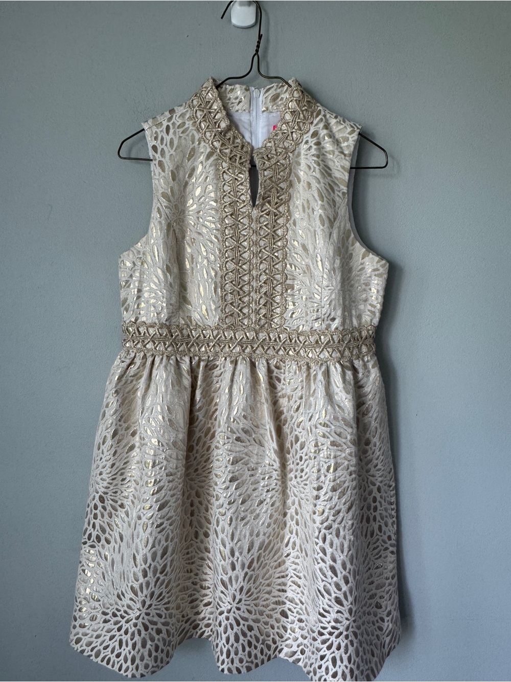 Lilly Pulitzer Cream and Gold Embroidered Formal Dress - Girls